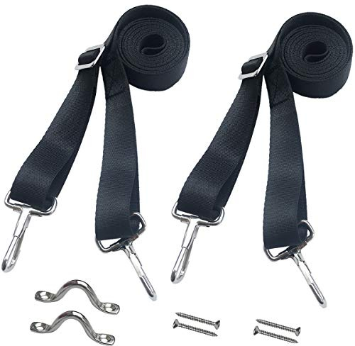 Vtete 2 Pcs Adjustable Bimini Boat Top Straps with All 2 Snap Hooks on Each End (Not Need to Sewn It) - Marine & Awning Webbing Straps with Loops + Eye Straps - 28 inch ~ 60 inch Boat Awning Hardware