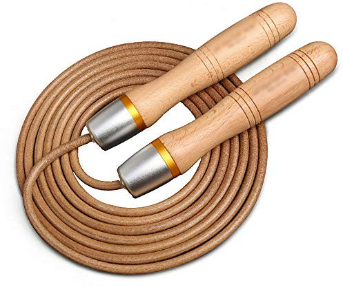 Minicocock Pelle Bovina della Corda del Cuoio del Metallo Universale Bearing velocità Skipping Regolabile in Pelle Professionale Cuscinetto Manico in Legno Corda da Salto