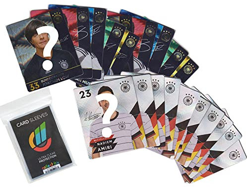 CAGO EM 2020 REWE + WM 2018 REWE Sammelkarten - je 10 Verschiedene Glitzer Karten + Collect-it Sleeves Hüllen