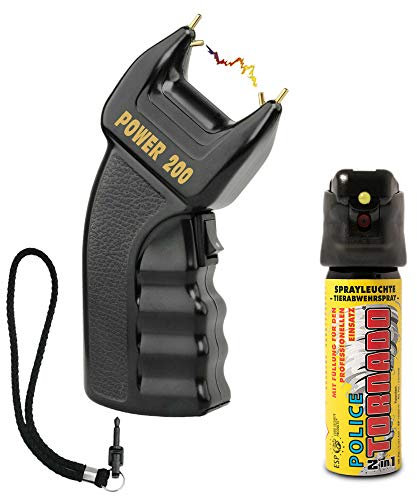 SHD – Elektroschocker mit 200.000 Volt im Set mit 63ml Jet Pfefferspray - mit PTB Zulassung zur Tierabwehr