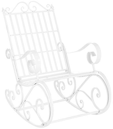 [en.casa] Schaukelstuhl Geraldton 92x59x90cm Schaukelsessel im Landhausstil Schwingsessel für Garten Metall Weiß