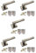 Golden Grace Delta Door Handles on Square Rose in Satin Stainless Steel Finish, Complete with Tubular Latches & Hinges - 5 Sets