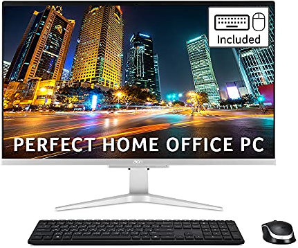 Acer Aspire C27-1655 All-in-One PC - (Intel Core i5-1135G7, 8 GB, 1 TB HDD and 256 GB SSD, NVIDIA MX330, 27 inch Full HD Display, Wireless Keyboard and Mouse, Windows 10, Silver)
