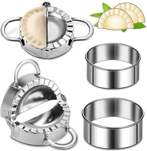 Edelstahl Dumpling Maker,3 Teigtaschenformen + 3 Teigausstecher,Edelstahl Ravioli Mold,Ravioli Dumpling Maker,Edelstahl Dumpling Maker,für Dumpling Ravioli Machen
