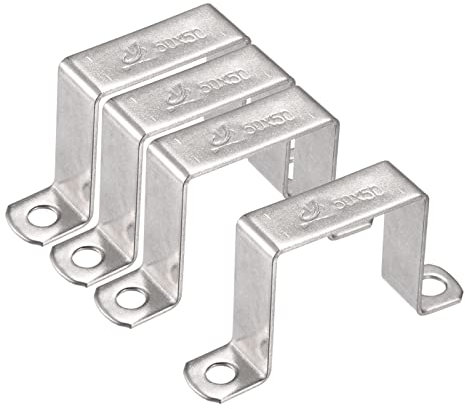 sourcing map U Shaped Connector Bracket 48 x 52mm 304 Stainless Steel for Door Closed Bar Holder Strut Channel 4pcs