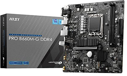 MSI PRO B660M-G DDR4 Mainboard Micro-ATX - unterstützt Intel Core Prozessoren 12. Generation, LGA 1700 - DDR4 Memory Boost 4600+MHz/OC, PCIe 4.0 x16 Slot, 2 x M.2 Gen4 Slots, 2.5G LAN