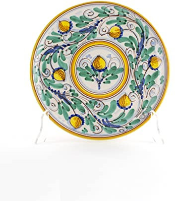 CEAR ceramiche - Plato artesanal mural ornamental Ø 20 cm de cerámica italiana siciliana decorada y hecha a mano.