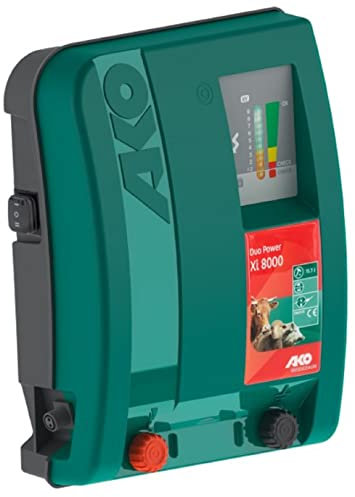 AKO Duo Power Xi 8000 - Weidezaungerät 12 / 230 V - für Zäune bis 7 km und starkem Bewuchs, starke Leistung mit LED-Bargraphanzeige, ideal für Bullen, Pferde und zur Wild- & Wolfsabwehr