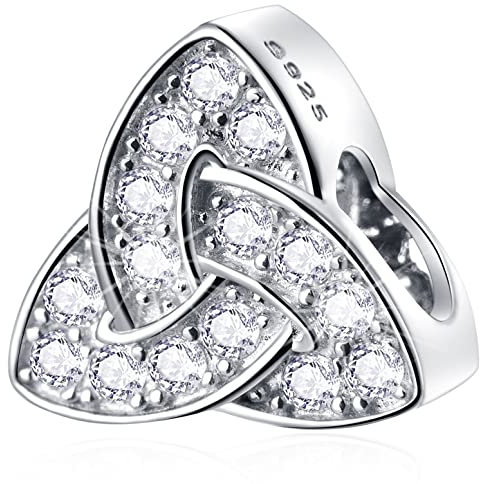 Keltische Dreifaltigkeit Knoten Charms, 925 Sterling Silber Unendlichkeit geknotete Irish Charms, Celtic Trinity Knot CZ Perlen, fit Pandora Irland Armband, Geschenke für Tante/St Patricks Day