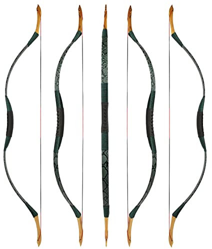 wolfman Traditionelles Bogen Recurvebogen Langbogen Sportbogen Bogenschießen Jagdbogen handgefertigter Holzbogen asiatischer mongolischer Bogen für Erwachsene Teenager Linke rechte Hand(T, 25Lbs)