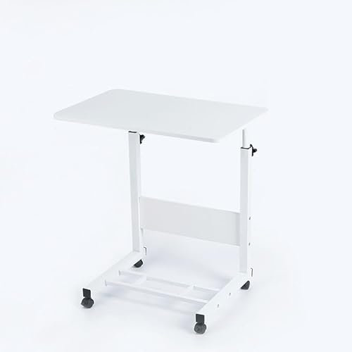 PREMZO Portable Study Adjustable Table Wood Eating Notebook Laptop Computer Desk Rolling Workstation Tilting Lounge Bedroom Overbed Living TV Multi Function Office Picnic Garden (White)