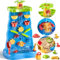 TEMI Toddlers Water Table Waterfall Maze-like Wall - Double-Sided Water Sand Table for Kids, 32 PCS Outdoor Toys for Toddlers Age 3-8, Activity Sensory Table Summer Toys for Boys Girls Ages 4-8