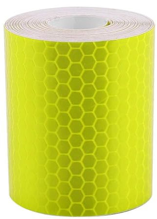 Agatige 5cm x 3m Ruban D'avertissement Réfléchissant, Ruban réfléchissant Autocollant Auto-adhésif Haute visibilité pour véhicules Voitures Remorques Vélos Casques (Jaune)