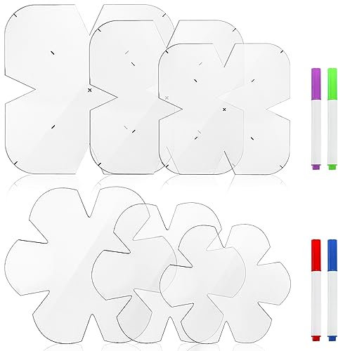 Suwimut 6 Pieces Bowl Cozy Template 3 Sizes, 8/10/12 Inch Clear Acrylic Bowl Wrap Sewing Pattern Template with 4 Pieces Water Soluble Pen for Crafts