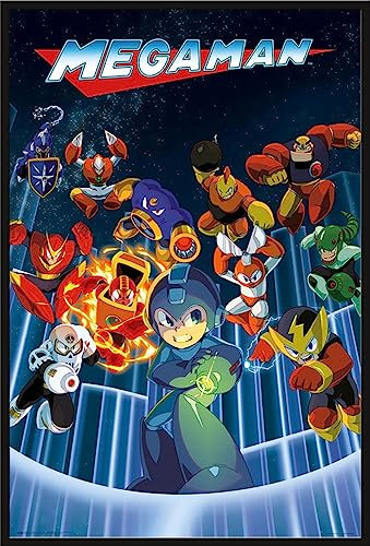 empireposter Mega Man - Characters - Film Poster Plakat - 61x91,5 cm + Wechselrahmen, Shinsuke® Maxi Kunststoff schwarz, Acryl-Scheibe