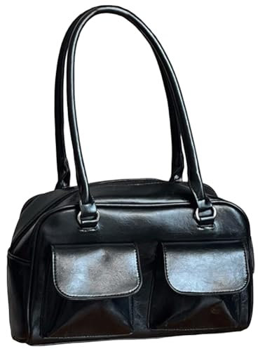 DKIIL NOIYB PU Leder Handtasche für Damen Y2k Tasche Multipocket Retro Tote Bag Aesthetic Lässige Umhängetasche Hobo Tasche Messenger Bag Lolita Kawaii Handtasche Studentin Jk Tasche