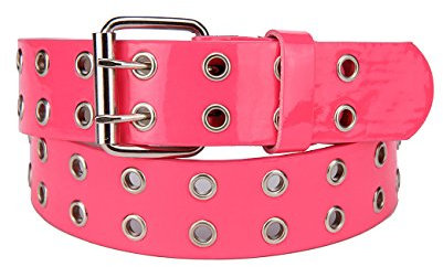 NYFASHION101 Solid Rich Fashion Color Double Grommet Gürtel, neon pink, XXL