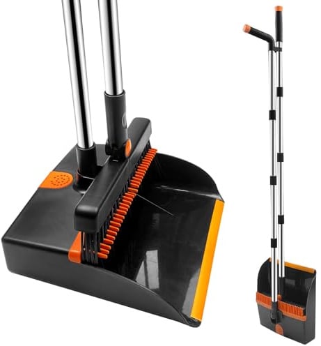 Relota balai et pelle Combo, balayette pelle ensemble, brosse nettoyage | balais avec Manche Réglable, Pliable pelle avec Dents, Tête de Balai Rotative à 180 Degrés, pour intérieur et extérieur