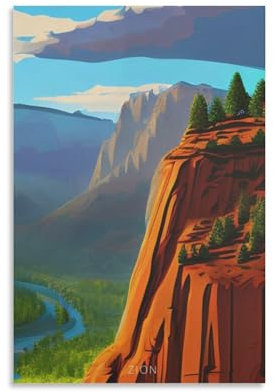 EWPLOREWASP Vintage-Reiseposter Zion National Park Leinwand Kunst Poster Geschenk Wanddekoration Malerei Poster Dekorative Poster