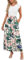 AUSELILY Women Casual Maxi Plus Size Summer Dresses Crew Neck High Waist Dress Ruffle Sleeve Dresses for Wedding Floral Pink Green, XXL