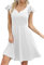Missufe Kurz Cocktailkleid Elegant Vintage Kleider Damen Minikleid A-Linie Herzausschnitt Kleider (Weiß, X-groß)