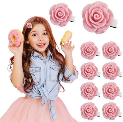 Lot de 10 mini pinces à cheveux douces pour femmes et filles, parfaites pour une utilisation quotidienne, les fêtes et mariages. Disponibles en rose.