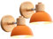 iDEGU 2 Stücke Wandleuchten Moderne Innen Wandlampe aus Holz Metall Halbkreis Lampenschirm E27 Verstellbare Wandspot Vintage Lampe für Schlafzimmer Wohnzimmer Küche Flur Café (Orange)
