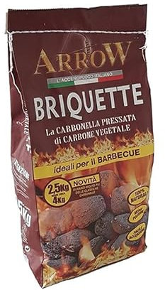 Carbonella per Barbecue 15kg Bricchetti Carbone BBQ Bricchette Grigliata 6 Sacchetti da 2.5 KG
