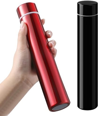 Vesici Confezione da 2 borracce sottili da 250 ml, in acciaio inox, compatte, per campeggio, viaggi, isolate, per auto, caffè, tè freddo (nero, rosso)