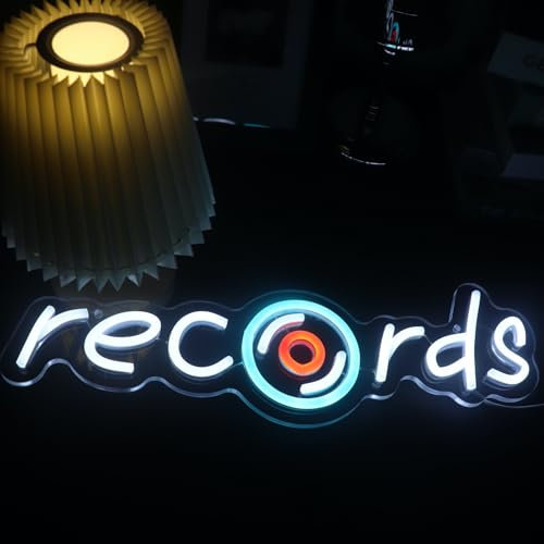Schallplatten LED-Schild, Blockflöten-Neonlicht, Disc-Player-Neonschild, Aufnahme-LED-Licht, Musik-Show-Studio-Raum-Wanddekoration, Vinyl-Scheibe, Neonlicht, Schlafzimmer, Spielzimmer, Wandkunst,