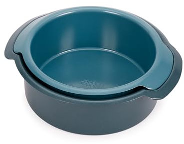 Joseph Joseph Nest™ Bake Set of 2 Non-Stick Round Cake Tins, 23cm & 20cm, Carbon Steel, Easy-Pull Handles, Stackable, Space-Saving Design, 10-Year Guarantee