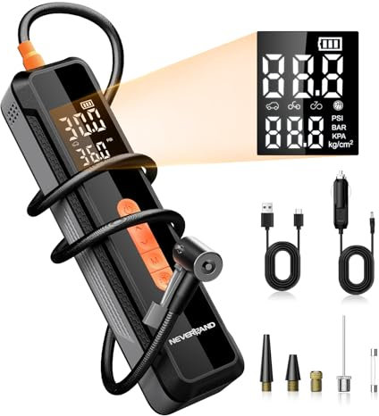 NEVERLAND Fahrradpumpe Elektrisch Luftpumpe Akku Kompressor - Akku Luftpumpe Fahrradpumpe Reifenfüller Luftkompressor 150PSI 20000mAh 4 Modi Luftkompressor Reifenfüller Digitalanzeige Powerbank