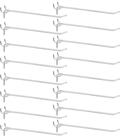 sourcing map 50pcs Pegboard Shelving Hooks 8 Stainless Steel Peg Board Display Hook Hanging Holders Wall Mount Organize Tools for Workbench Garage Kitchen Store, Silver