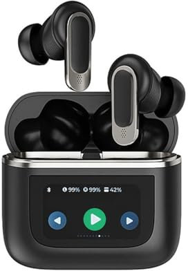 ICOVERI Auriculares Inalámbricos Bluetooth, Cascos in-Ear, con Pantalla Táctil, Caja cargadora, Cancelación de Ruido, Control de Sonido, Equalizador, Impermeable IPX5, para iOS y Android