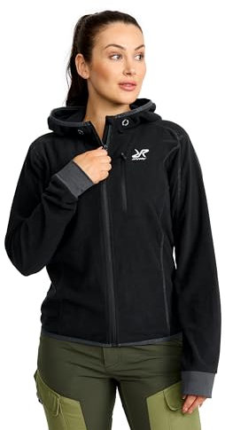 RevolutionRace Trekker Hoodie für Damen, perfekt für Wanderungen und Outdoor-Abenteuer, Black/Anthracite, XL