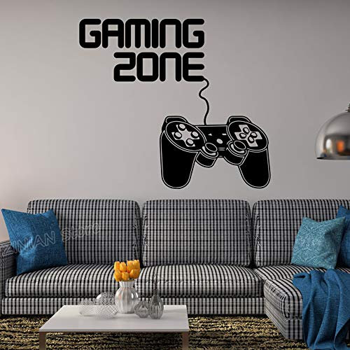 Stickers Muraux Gaming Zone Noir Sticker Mural Amovible pour Salle de Jeux, Ambiance Cool et Dynamique 42x37 cm