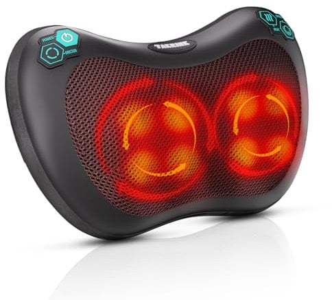 TAKRINK Masajeador Shiatsu para Espalda con 8 Nudos y 3 Niveles de Velocidad Rotación en Ambas Direcciones Ideal para Cuello y Cervical Regalo para Hombre y Mujer