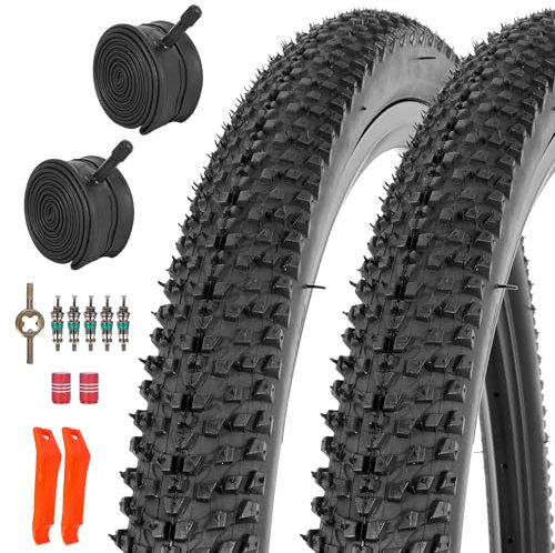 RUHUO 2-Pack 26 X 1.95 Die Reifen & Der Schlauch, 26 Inch Von Mountainbike Aus, Falten Sie Den Eines Fahrrads Mit & üBerfahrenem GeläNderad (Black)