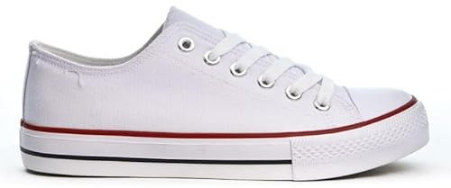 Women's Ladies Girls Canvas Low Top Lace Up Trainers Sneakers Pumps Plimsolls Size UK 3-8 (White, UK Footwear Size System, Adult, Women, Numeric, Medium, 7)