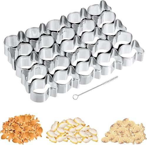 Gold Fish Cookie Mold, 25 Cavity Stainless Steel Fish Shaped Cracker Cutter, Fish Cutter with Cleaning Brush, Gold Fish Cookie Molds for Cracker Cookie Cookies Chocolate