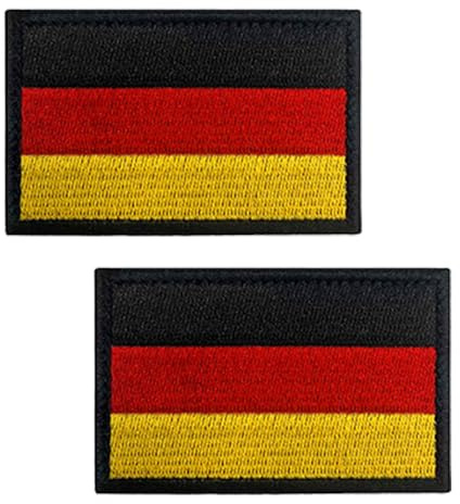 2 Stück 14x8 cm Deutschland Flaggen Patches Taktische Abzeichen Bestickt Patches Emblem Hook and Loop auf Applikationen Jacken,Hosen,Rucksack,Mützen,Jeans,Biker,Uniformen,Hemden,Kleidung