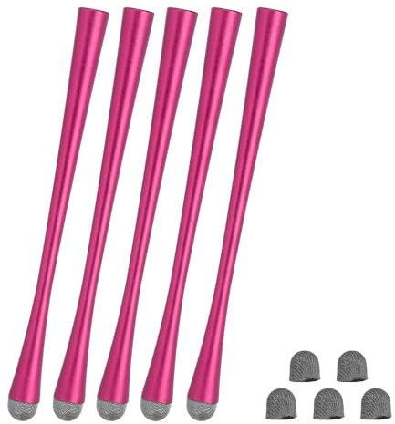 PATIKIL 5 Pcs Slim Waist Stylus Pens for Touch Screens, 2 in 1 High Sensitivity Universal Pen Capacitive Stylus for Phone Tablet Laptop Touch Screen Devices, Red