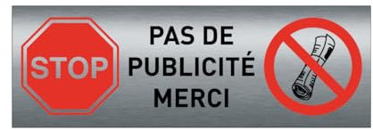 AUA SIGNALETIQUE - Plaque SIGNALÉTIQUE Aluminium Brossé AluSign 75X25 mm - (Pas de Publicité Rouge)