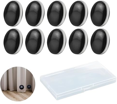 AMONENZ 10 Stück Duschvorhang Beschwerer, Durchmesser 4 cm Gardinenbeschwerer, Runde Vorhanggewichte, Magnete Duschvorhang, mit Aufbewahrungsbox, für Vorhänge, Duschvorhänge, Bettlaken, Schwarz