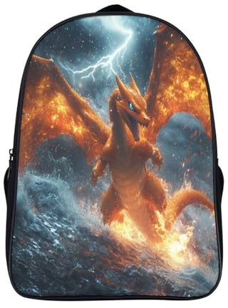 Glurak Kinder-Rucksack Schler,Männer Und Frauen Bchertasche Sturm Modeaccessoire Büchertasche Fr Teenager 16 inch