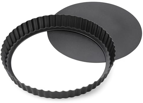 Maclia Tart Pan Removable Bottom - 8.6 Inch Non-Stick Carbon Steel Pie Pan for Baking Tarts, Pies, Quiches, Brownies, Quiche Baking Dish with Fluted Edges, Fruit Tart Mold