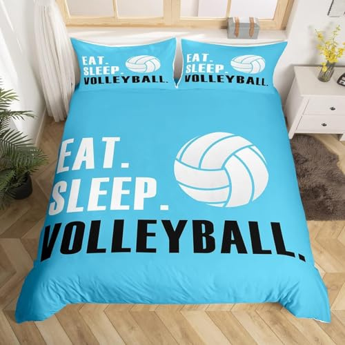 Bettwäsche 140x200 Volleyball Bettbezug 3D Druck Sportthema Bettbezüge Kuschelig Weich Mikrofaser Deckenbezug 140x200 mit Reißverschluss + 1 Kissenbezug 80x80 cm A-2810