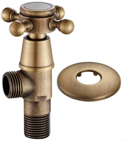 Vintage Antik Messing Dreieck Ventil für Badezimmer Wasserhahn G1/2 Fitting Wasserregelventil aus massivem Messing mit dekorativer Abdeckung