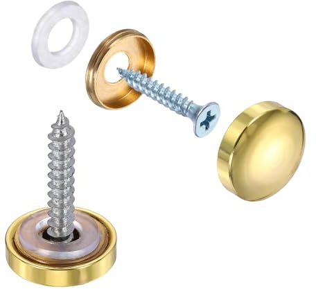 QUARKZMAN 6Pcs Coperture Per Viti Con Baccello Diametro 16mm Oro Lucido | Tasselli A Specchio In Ottone, Decorative, Per Fissaggio Segnaletica e Edilizia