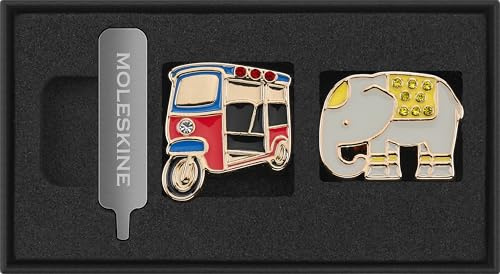 Moleskine Country Pins Thailand (2er-Set), Tuk-Tuk+ Elefant: Pin Thailand - 2 Stück+Box